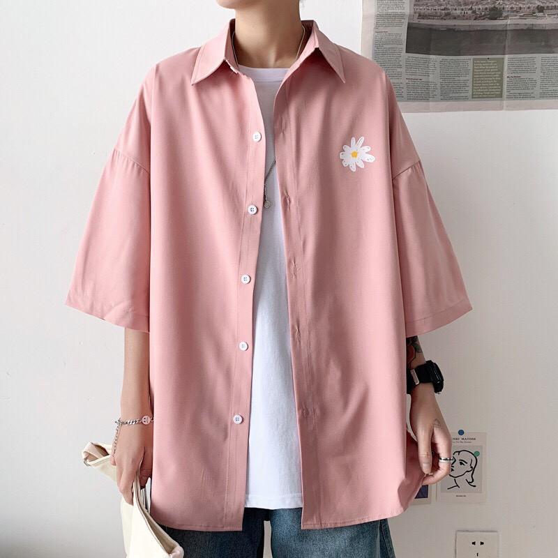 Áo Sơ Mi Tay Lỡ Hoa Cúc Unisex Dáng Rộng