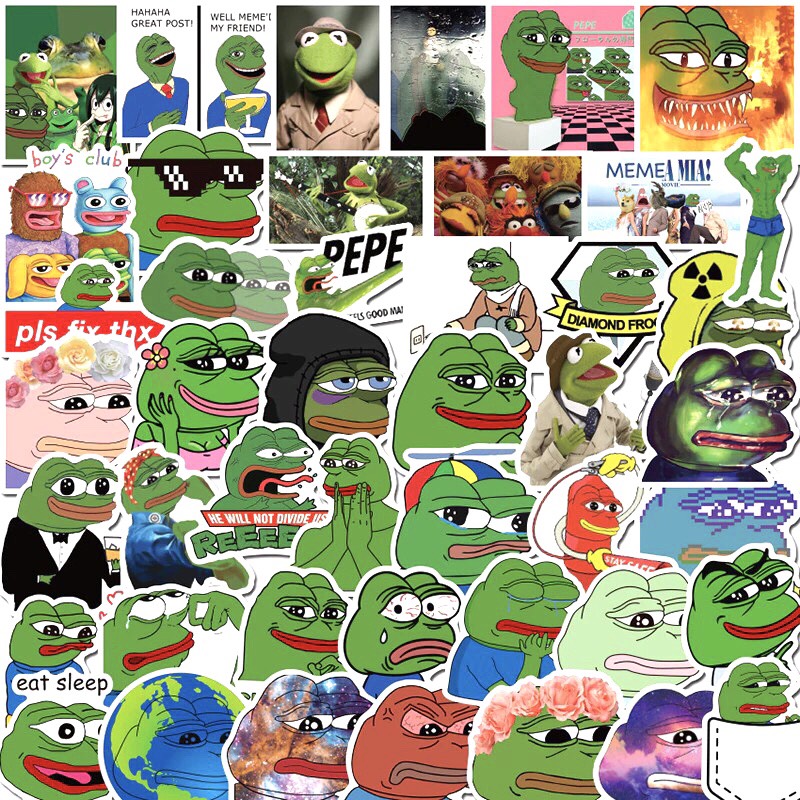 Sticker ếch xanh Pepe Set 100 ảnh siêu bựa