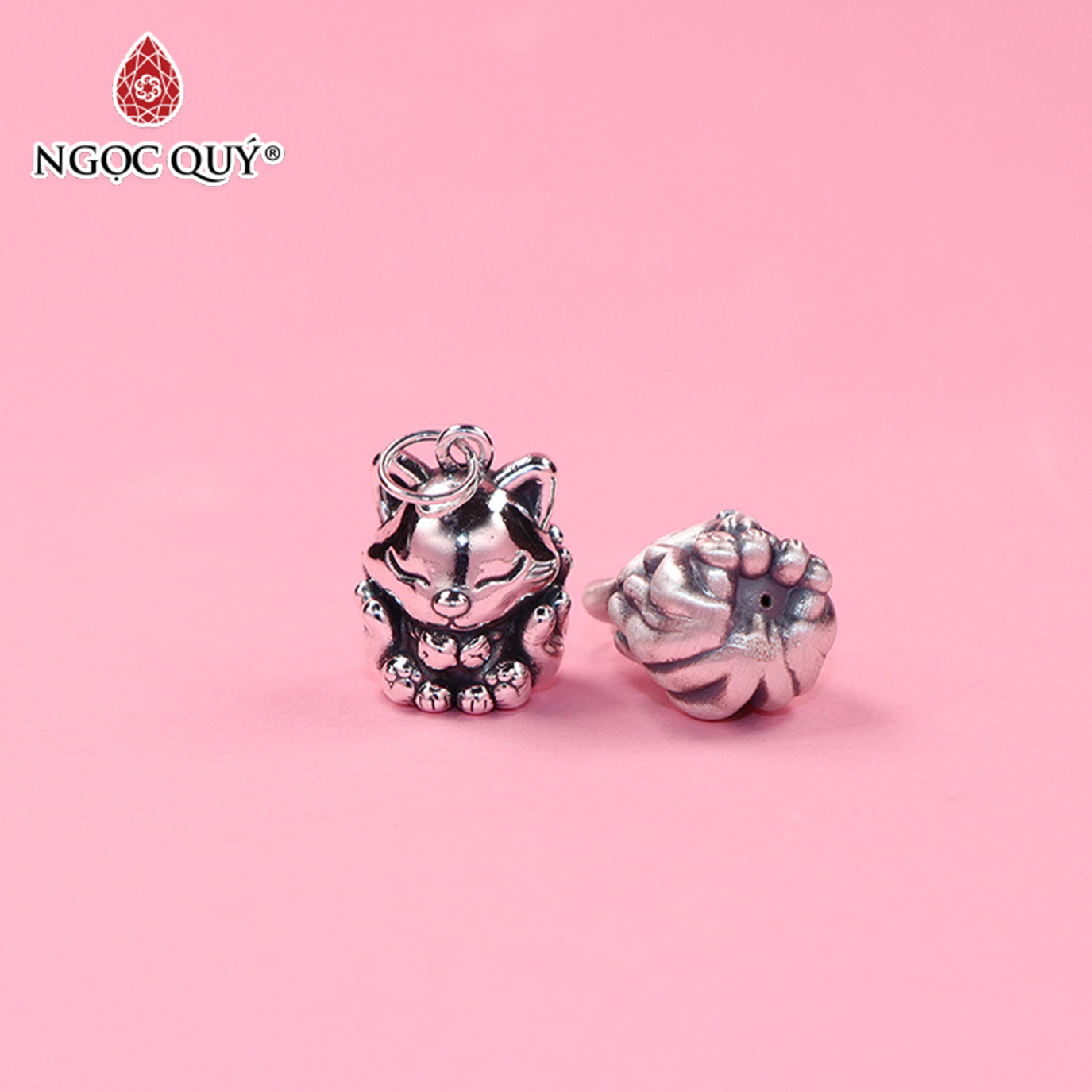 Charm treo 3D hồ ly 9 đuôi - Ngọc Quý Gemstones