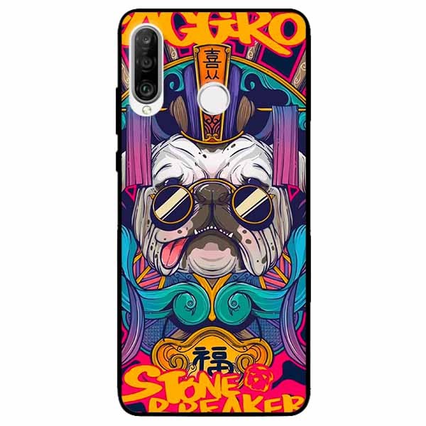 Ốp lưng in cho Huawei P30 Lite Mẫu Pulldog Kính Đen