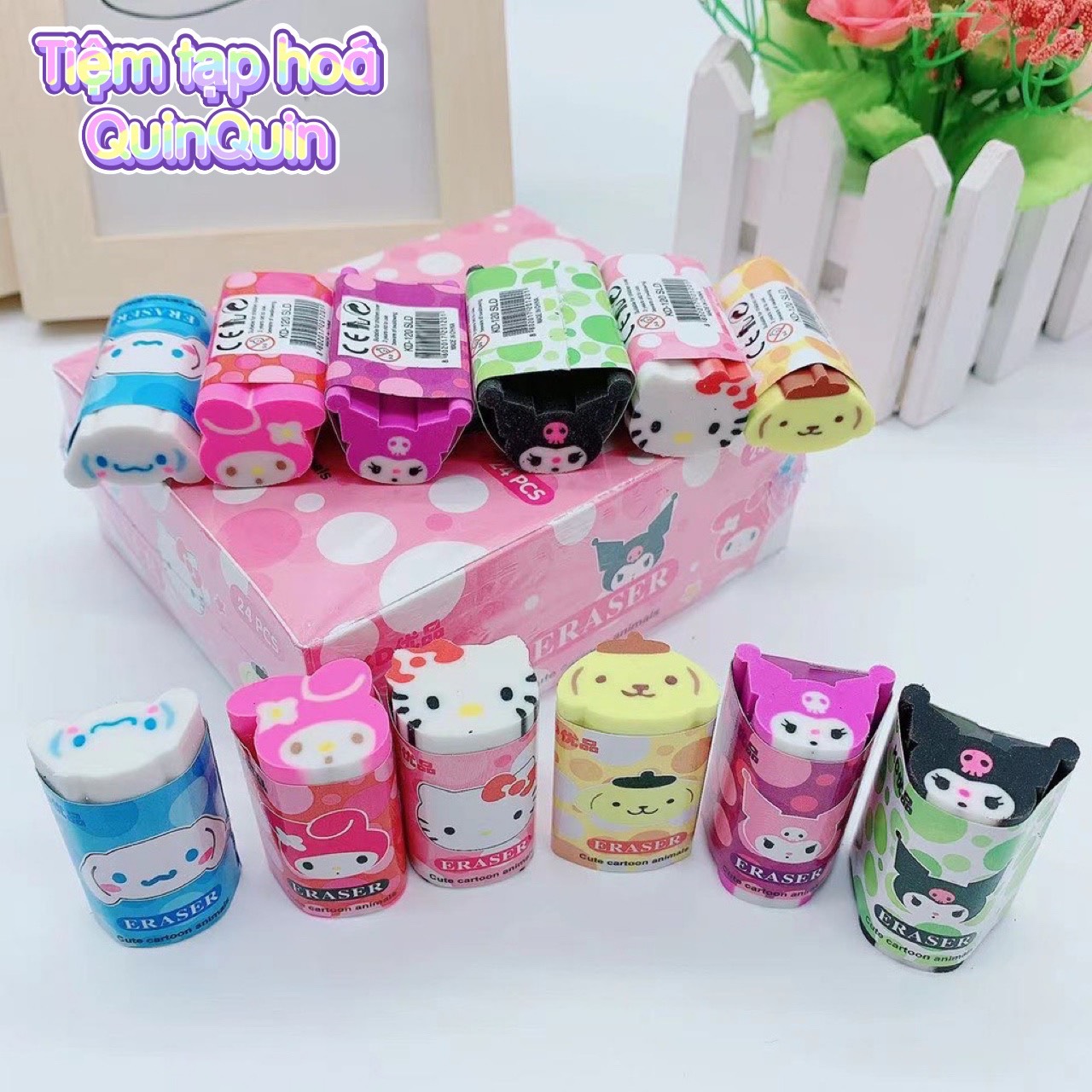 Gôm tẩy bút chì hình Sanrio Kuromi Pudding Dog đáng yêu