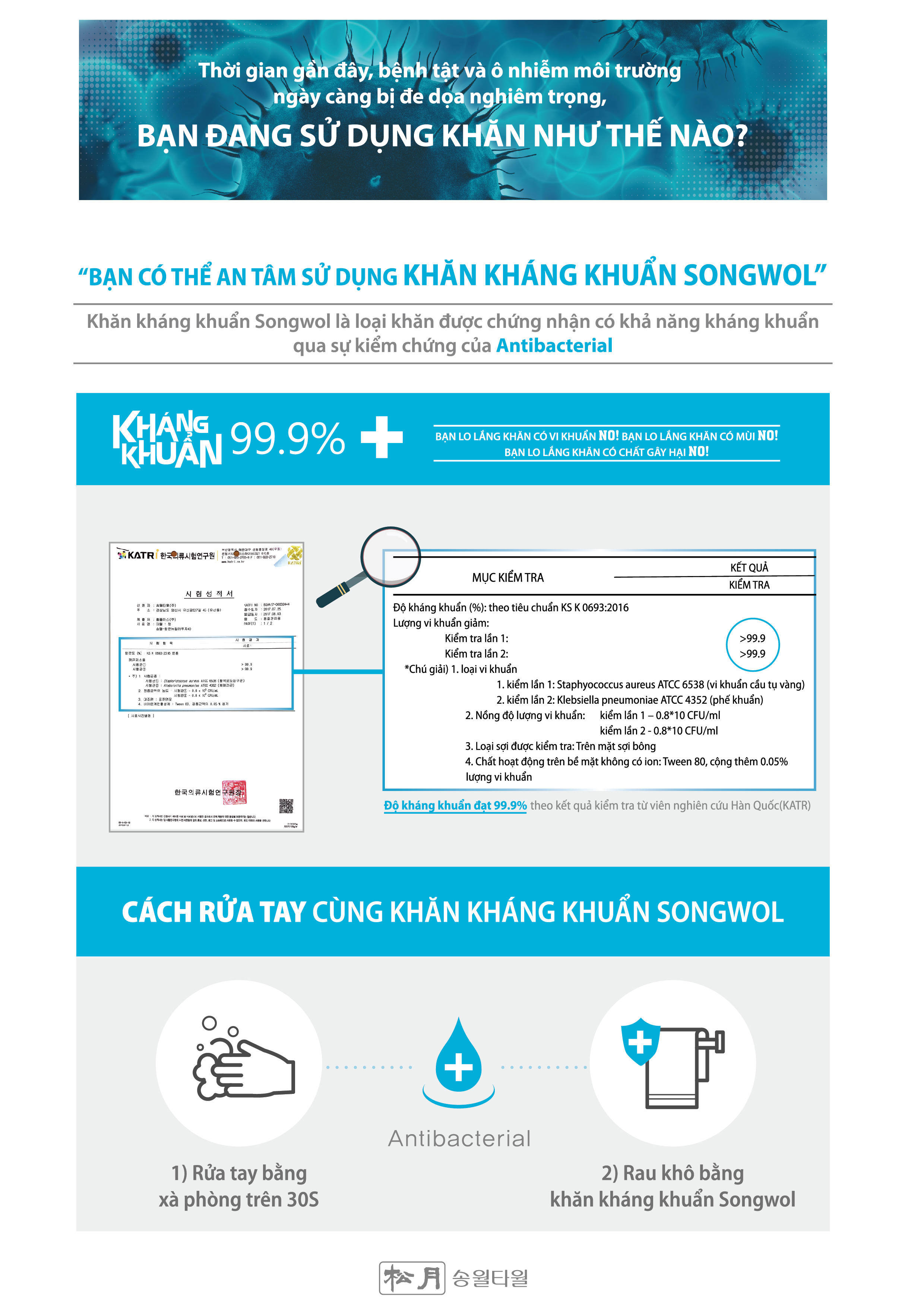 Khăn Kháng Khuẩn Hàn Quốc - SONGWOL ANTI BACTERIA 