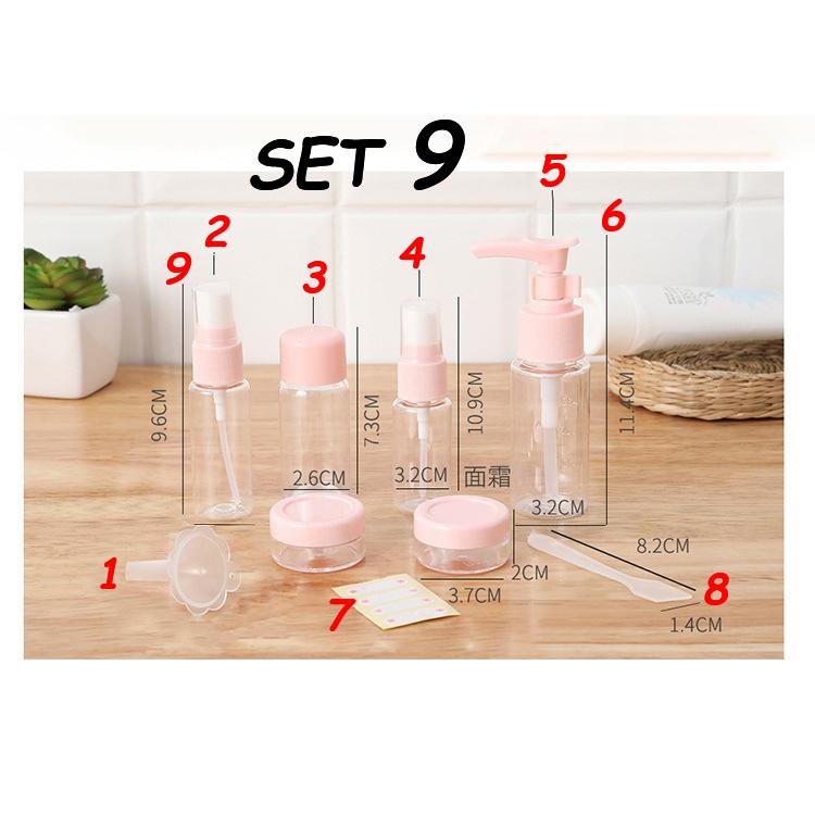 Set 9 và 7 món chiếc mỹ phẩm mini đi du lịch có túi zip đa năng tiện lợi - Hity Beauty