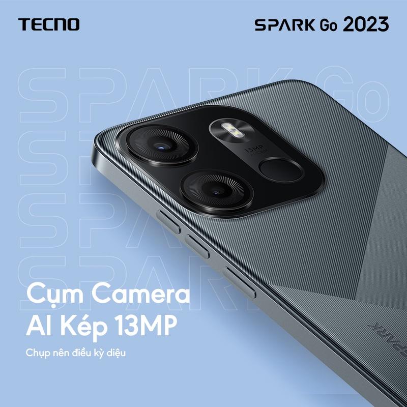 Điện thoại Tecno SPARK GO 2023 4GB/64GB - Helio A22 | 5000 mAh | 6,6&quot; HD+| Cảm ứng vân tay | Hàng chính hãng | Bảo hành chính hãng 13 tháng