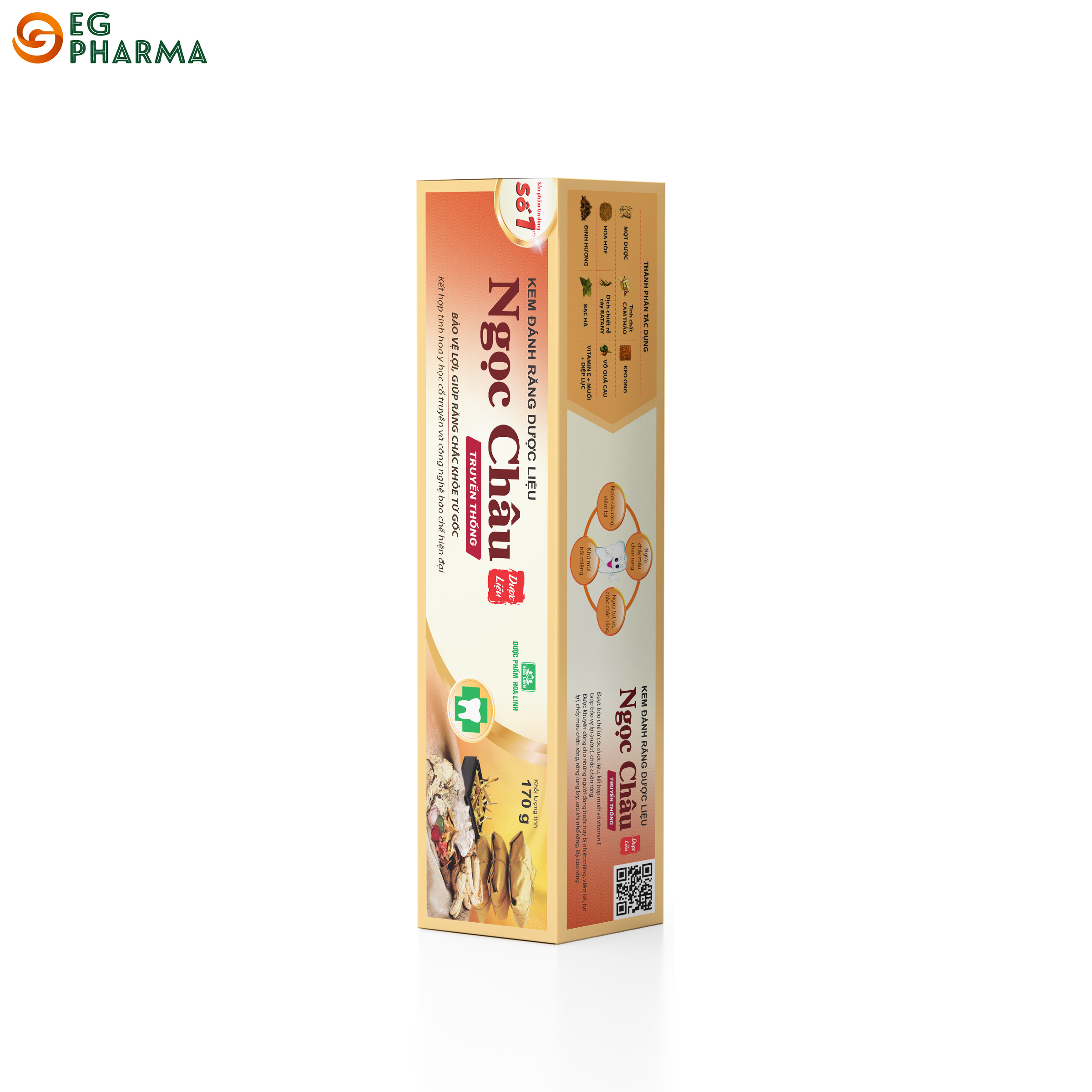 Kem đánh răng dược liệu Ngọc Châu truyền thống giúp làm trắng răng, tuýp 170gr - NC1-01