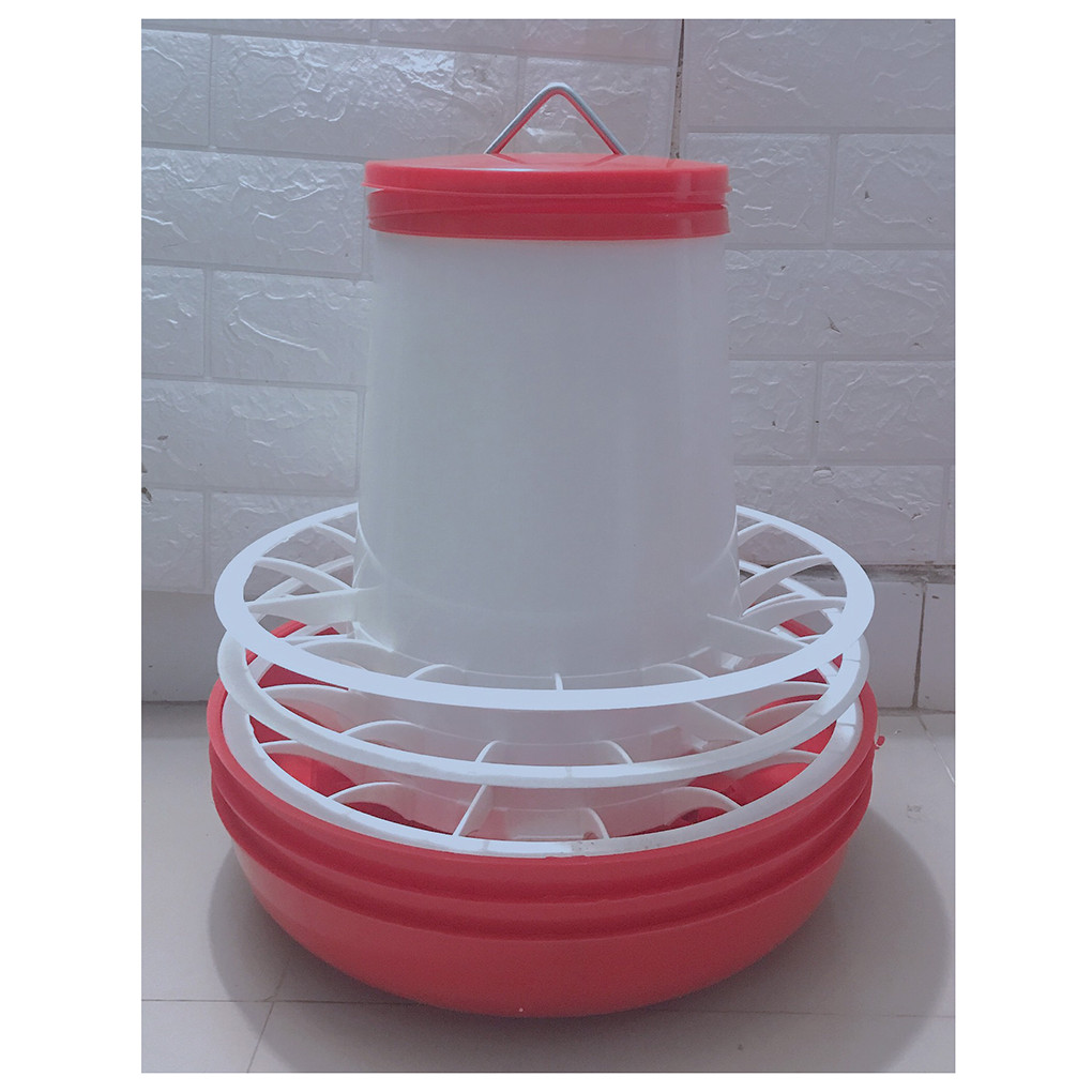 3 Máng Ăn Đại Đế Đỏ, Máng ăn Cho Gia Cầm  Chia ô, Có Móc Treo, ĐK Đế 45 cm, Chiều cao 30 cm