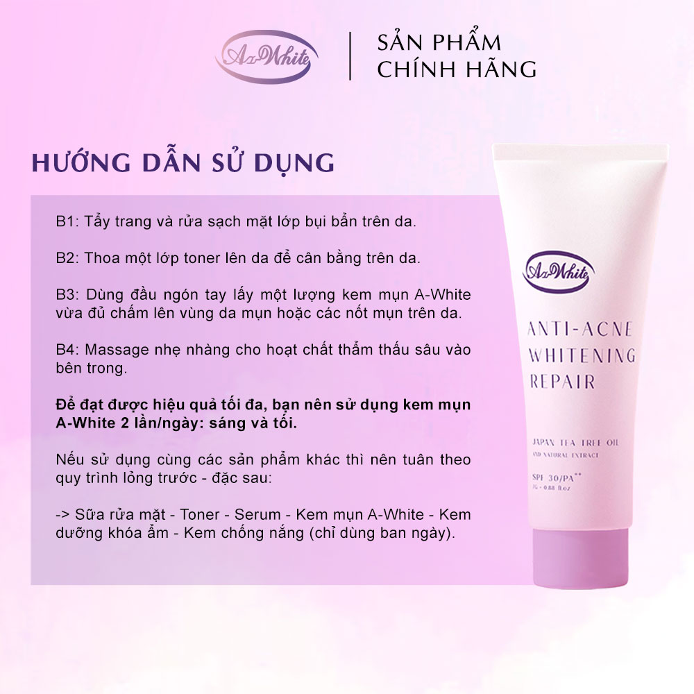 Tuýp Kem Ngừa Mụn & Dưỡng Trắng Da A-White 7G