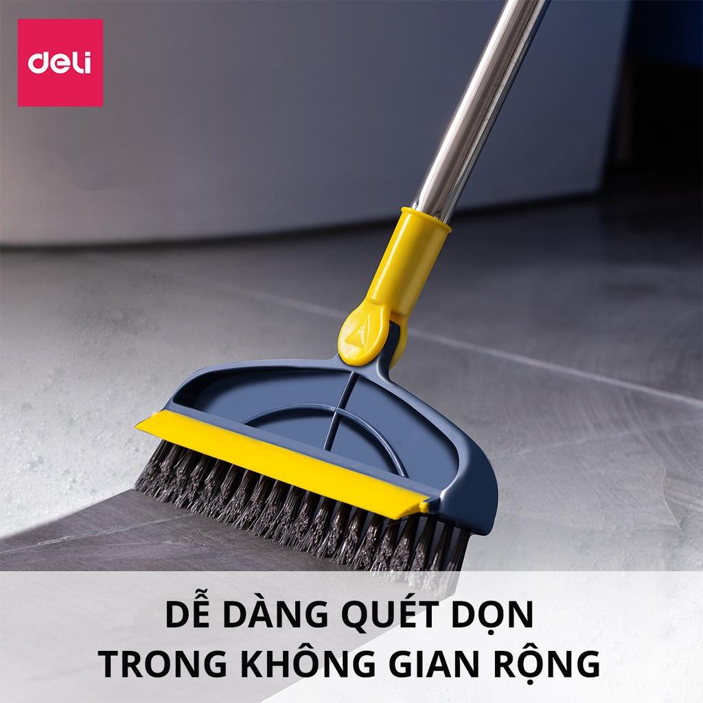 Cây Chà Sàn Nhà Tắm Thông Minh 2 Trong 1 Chổi Cọ Sàn Và Gạt Nước Xoay 180 Độ Deli - Chổi Cọ Nhà Vệ Sinh, Phòng Tắm, Cọ Khe Hẹp Góc Tường - VS1006