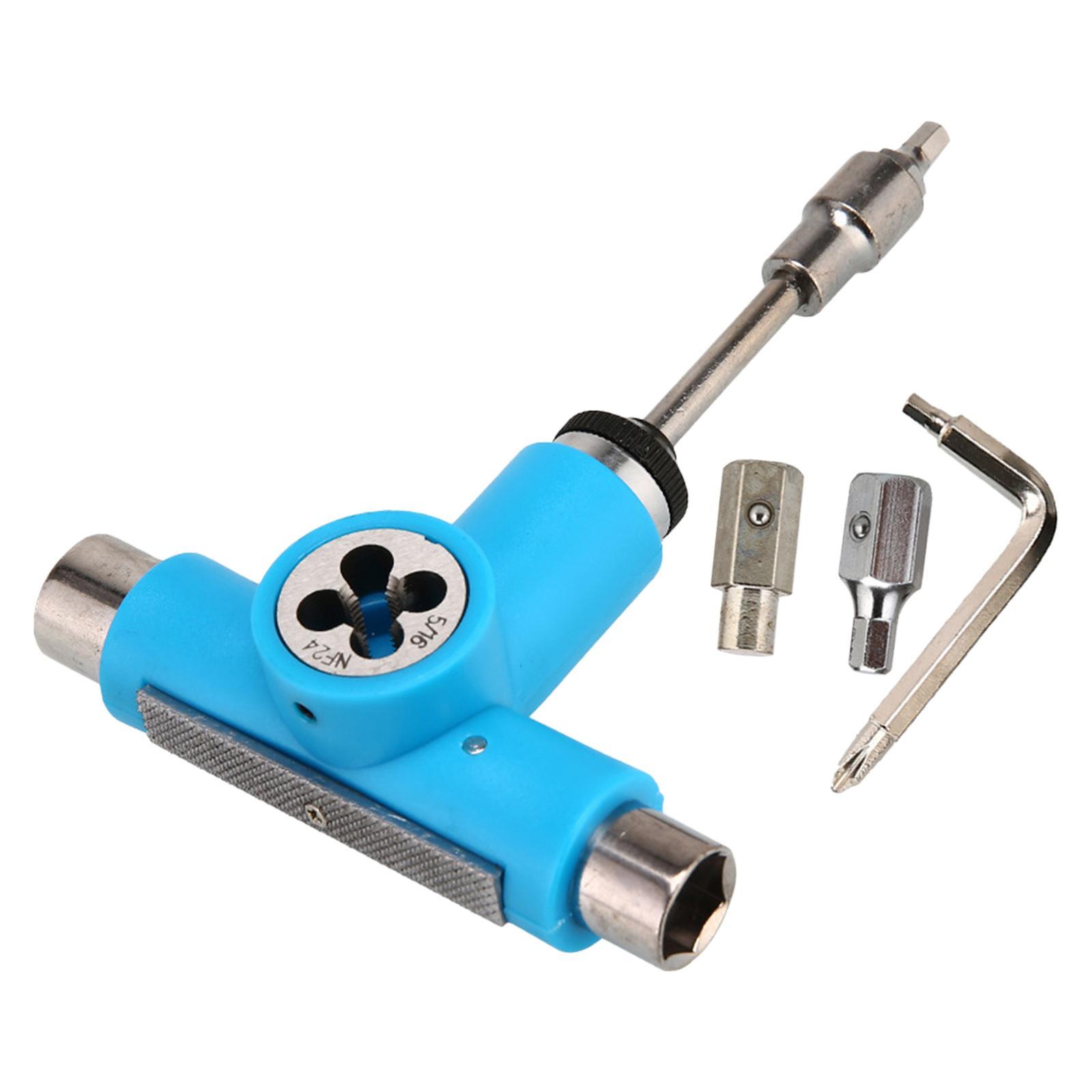 Skateboard Roller Skate Long Board T Shape Tool Wrench Spanner Blue