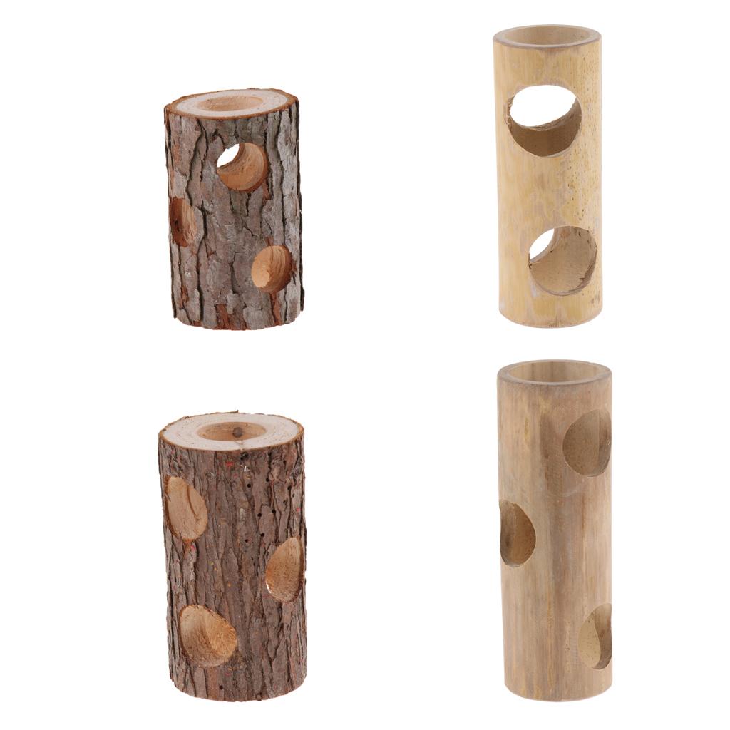 Natural Wooden/ Bamboo Hamster Mice Mouse Rat Gerbil Tunnel Cage Hide Play Toy