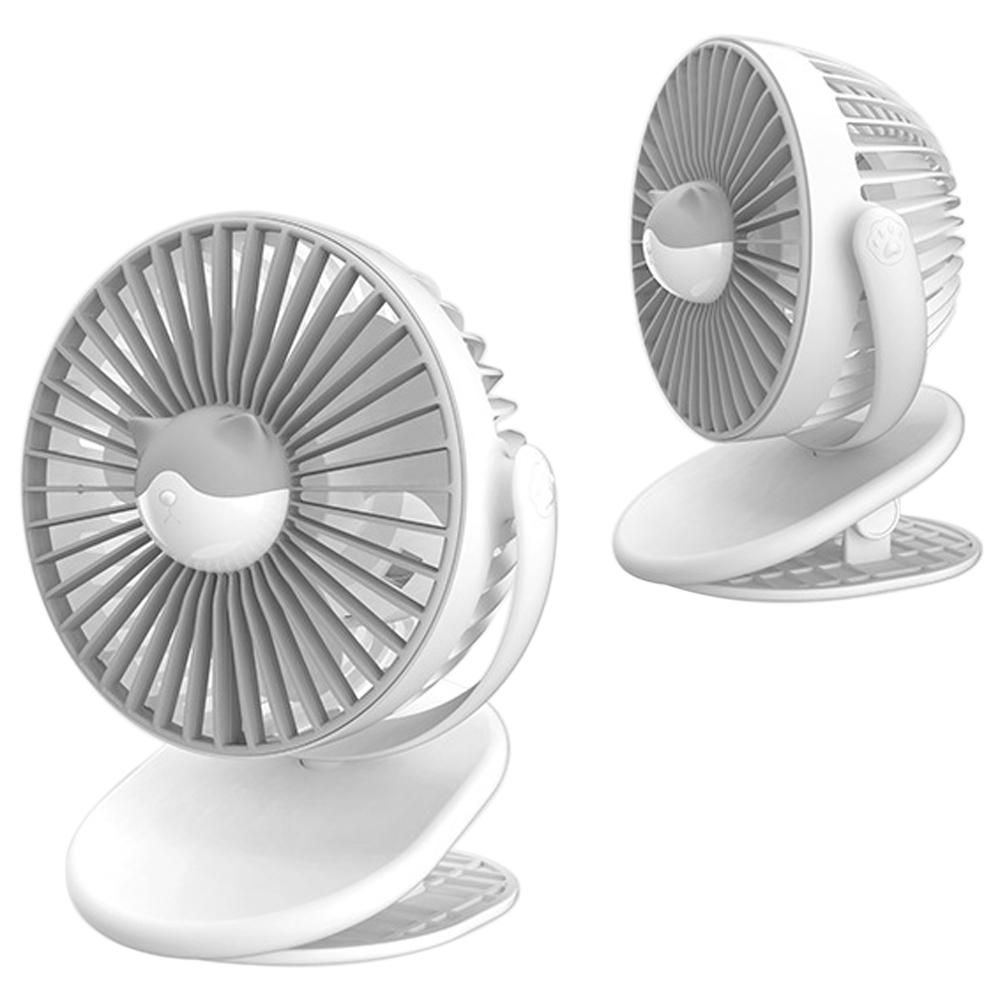Quạt để bàn có đế kẹp mini xoay 360 độ có đèn ban đêm 3 chế độ chỉnh sạc bằng USB