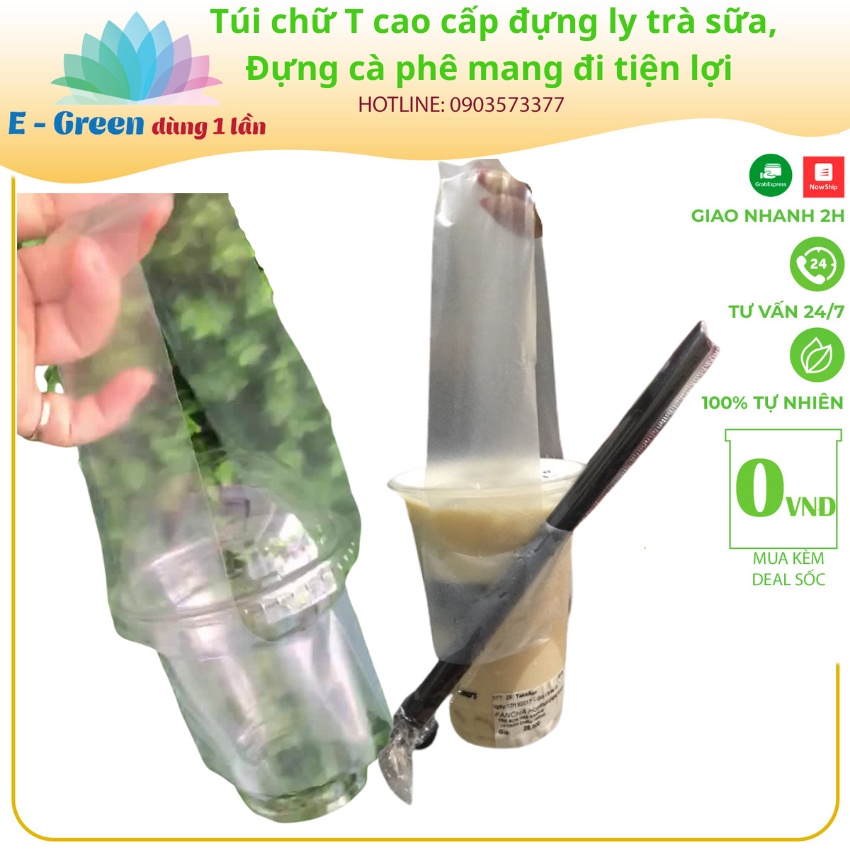 Túi chữ T cao cấp đựng ly trà sữa, đựng cà phê mang đi tiện lợi - 500gr - Egreendùng1lần