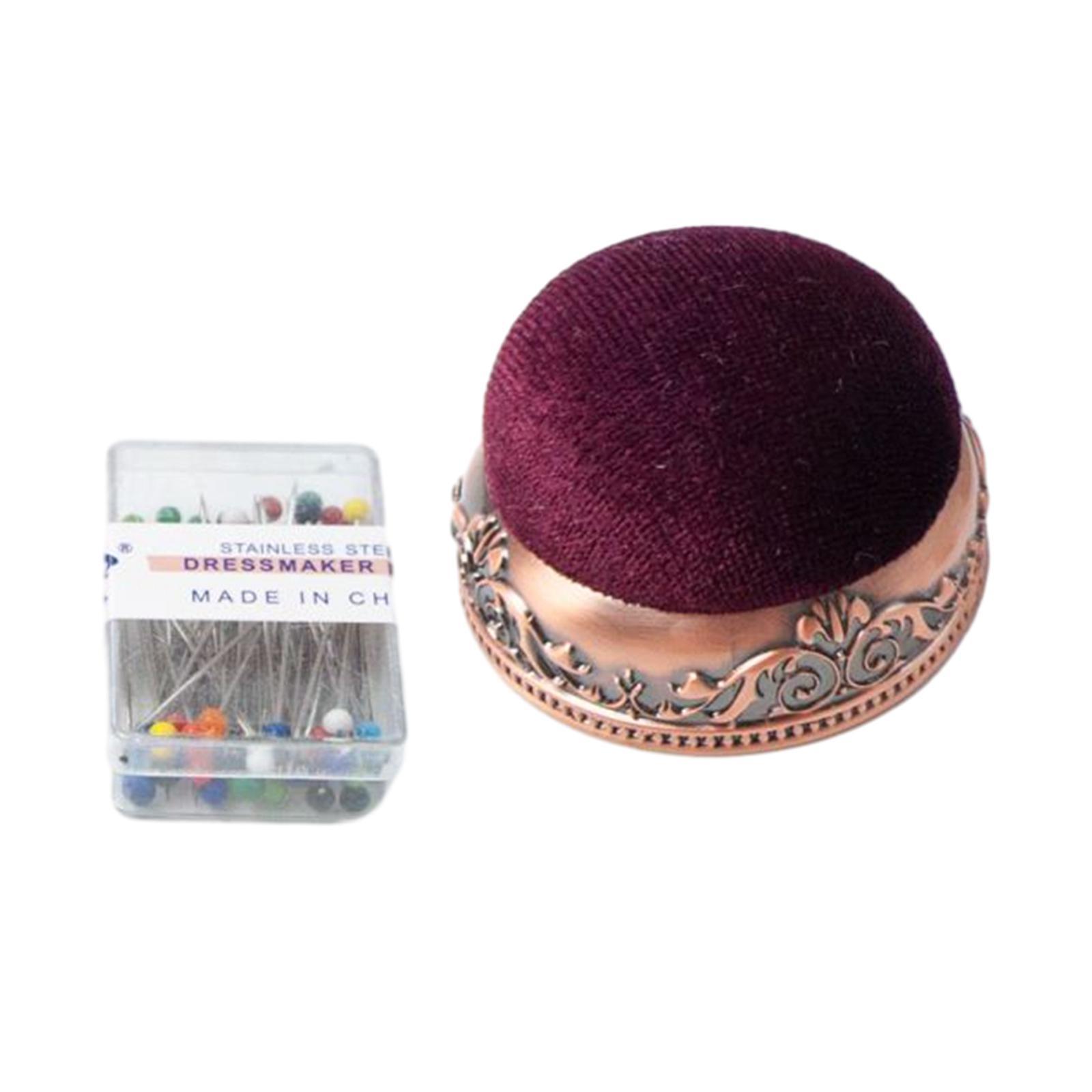 Needlework Pin Cushion Sewing Needlework Pin Cushion with Sewing Pins Sewing DIY Handcraft Tool Jewelry Round Pin Cushion Pillow Pin Cushion