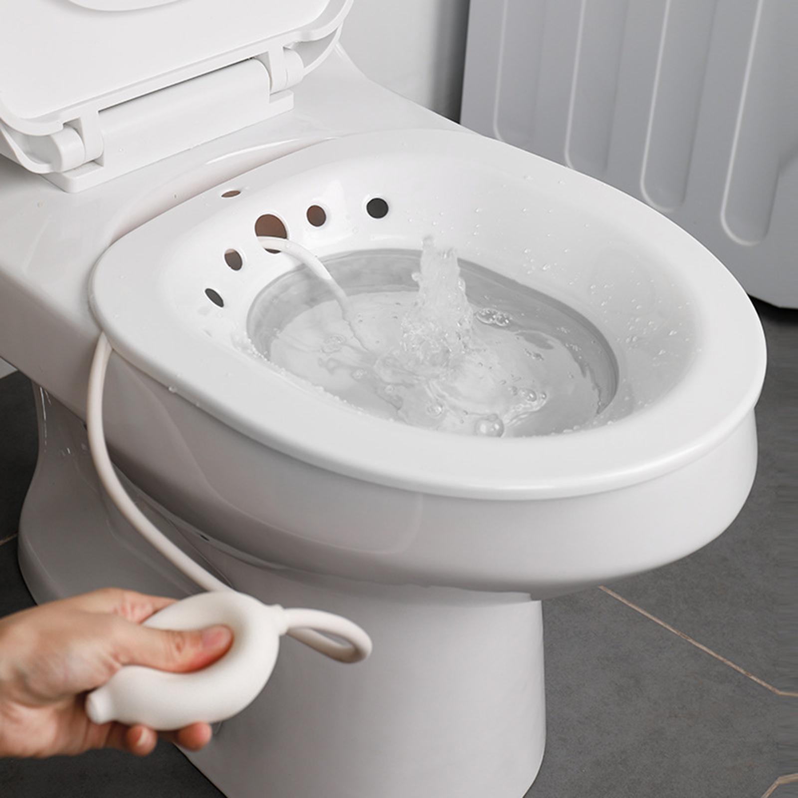 Sitz Bath Toilet Bidet Tub with Flusher for Postpartum Care White Pink