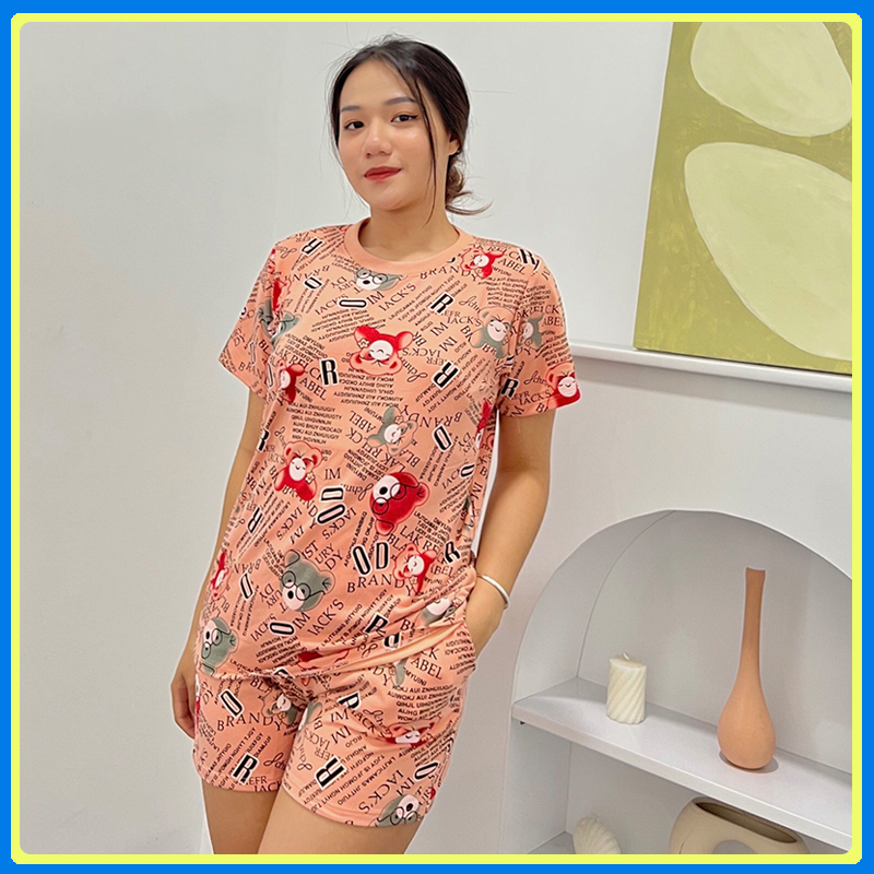 Đồ bộ mặc nhà quần đùi DN2 - Đồ bộ cotton quần đùi mặc nhà - Bộ đồ nữ mặc nhà