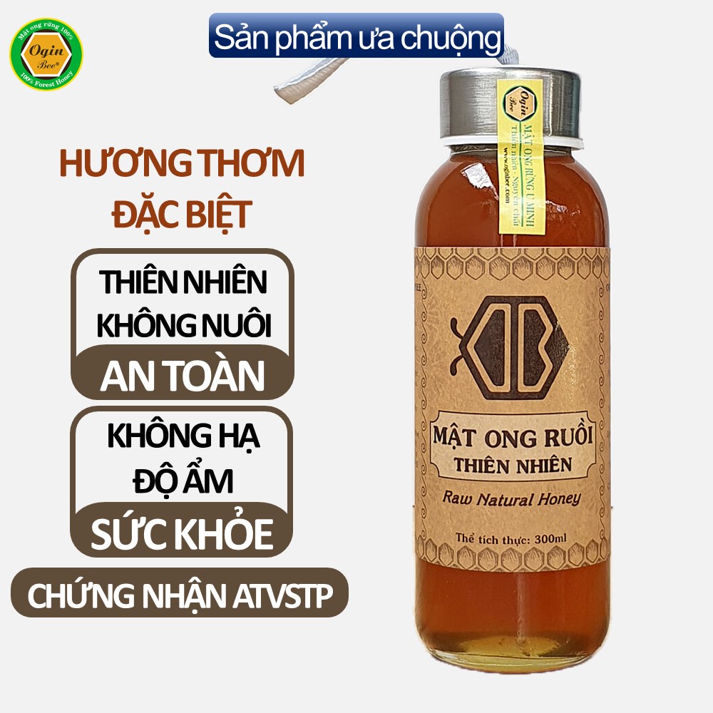 Mật ong ruồi nguyên chất 300ml, Loại mật ong thiên nhiên quý hiếm có hương vị khác biệt các loại mật, OGINBEE