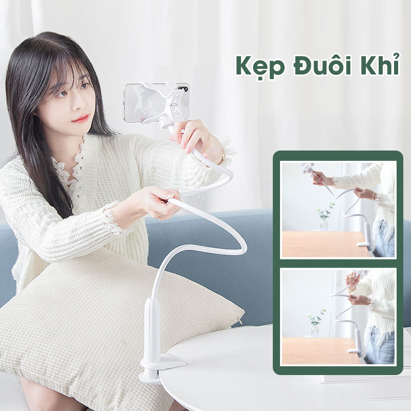 Giá Đỡ Điện Thoại Kẹp Bàn Đuôi Khỉ Dài 80Cm Xoay 360 Độ Tiện Dụng -