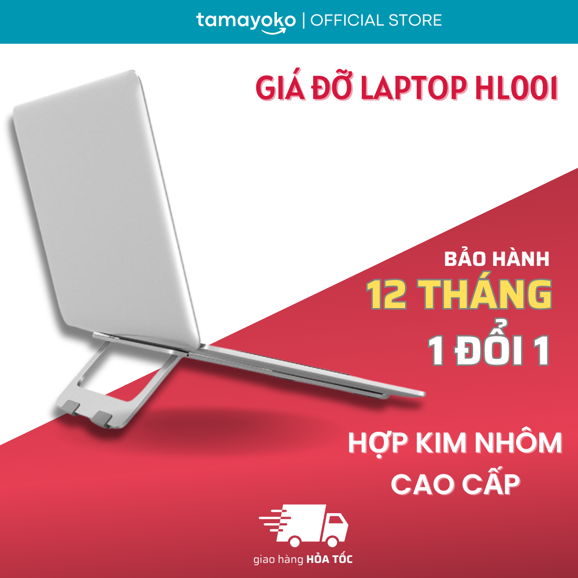 Giá Đỡ Để Bàn Dành Cho Laptop, Máy Tính Xách Tay Chất Liệu Hợp Kim Nhôm Cao Cấp Model HL001- Hàng Chính Hãng Tamayoko