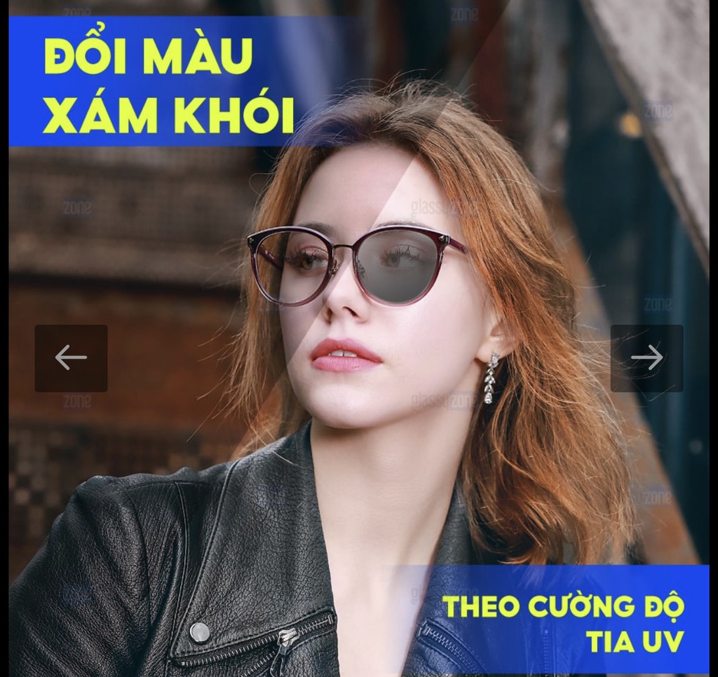 Tròng kính chemi siêu mỏng 1.74 đổi màu chống ánh sáng xanh thời trang chính hãng mắt kính OURESS