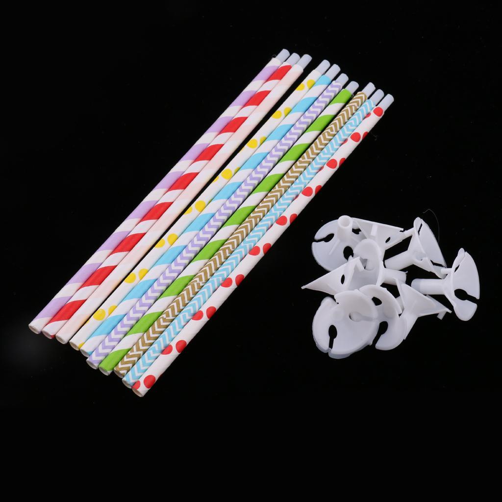 10 Pieces Colorful Balloon Sticks Holders with Cups for Wedding Party Decor