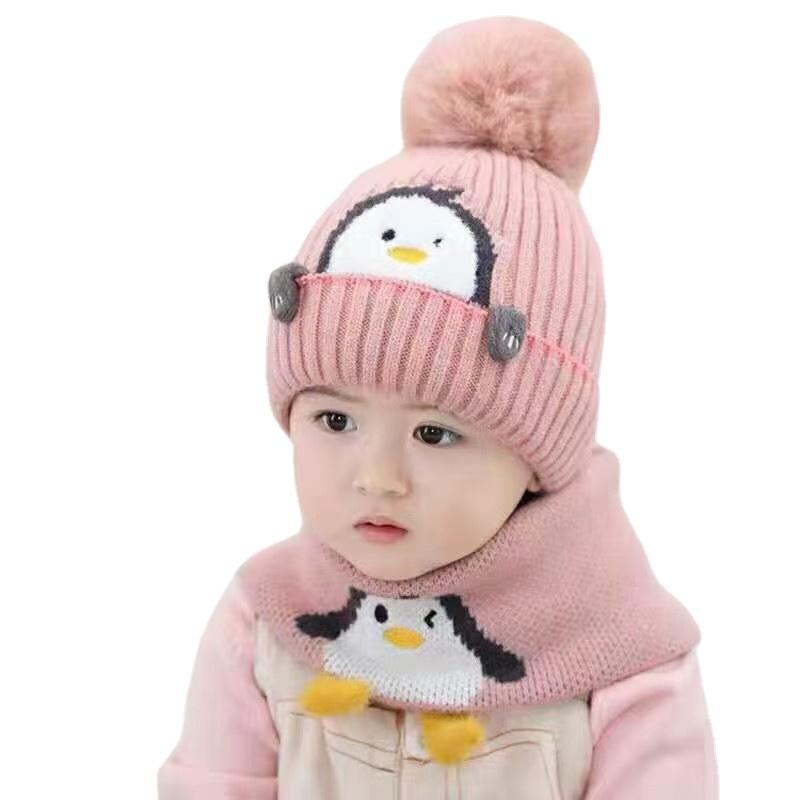 Nón Cho Bé Bộ Knited Trẻ Sơ Sinh Mũ Khăn Quàng Cổ Thời Trang Ấm Bé Nón Cho Bé Gái Thu Đông Bé Trai Mũ Áo Croptop Trẻ Em Nắp bộ Khăn Mũ