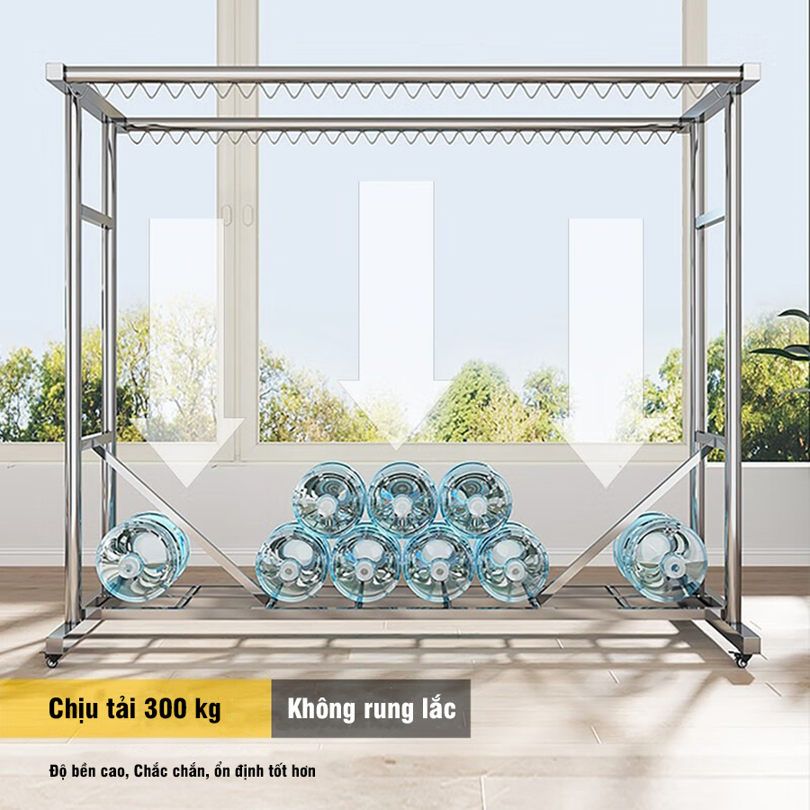 Giàn Phơi Ngoài Trời Đa Năng Chất Liệu Inox 304 Chịu Tải 300kg Phơi Chăn Mền Quần Áo