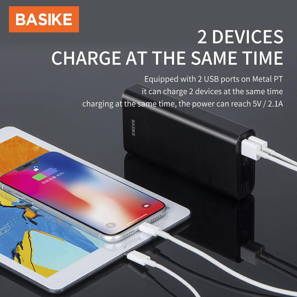 Sạc Dự Phòng BASIKE 20000mAh 2 Cổng USB Màn Hình LED Kỹ Thuật Số Cho iPhone Huawei Samsung Xiaomi OPPO Realme-Hàng chính hãng