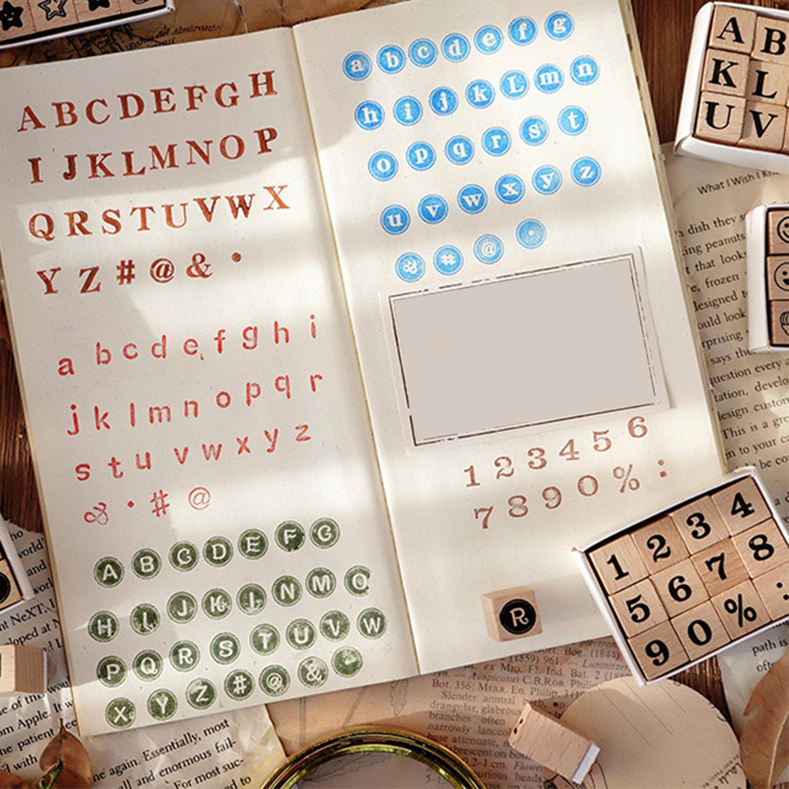 Set of Wooden Letters Rubber Stamp Set Scrapbook Stationery DIY Art Crafts