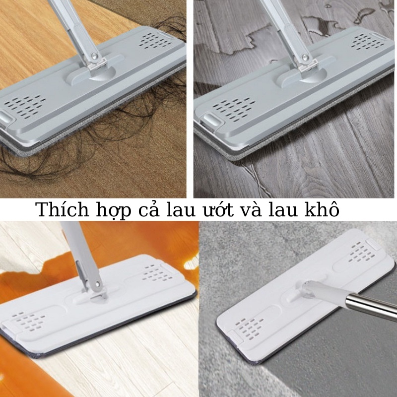 Cây Lau Nhà Tự Vắt, Chổi Lau Nhà Thế Hệ Mới Xoay 360 Độ Có 8 Bông Lau Đi Kèm - Hàng Nhập Khẩu