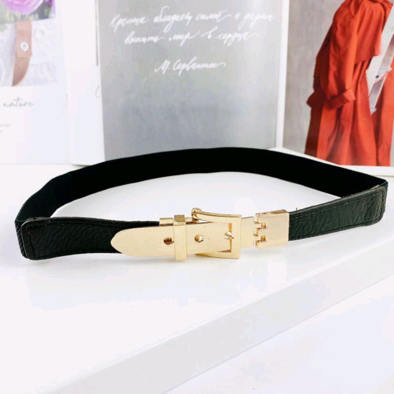 Dây nịt thun nữ kim bản Bản 2,5cm Chất thun co giãn phối da PU Khoá cài trước tiện lợi