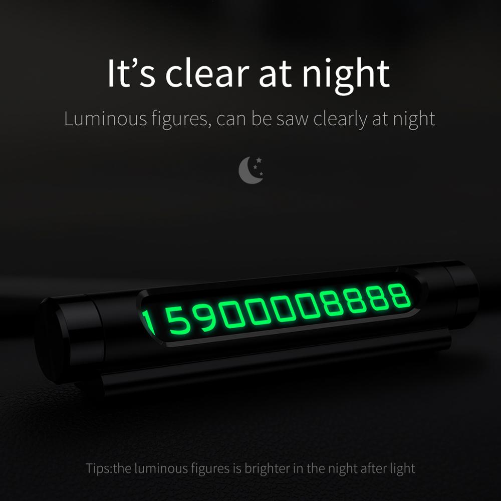 Xiaomi Baseus Mini Metal Car Thẻ đậu xe tạm thời Có thể chuyển đổi phát sáng Đôi điện thoại Tấm dán ô tô Kiểu dáng ô tô