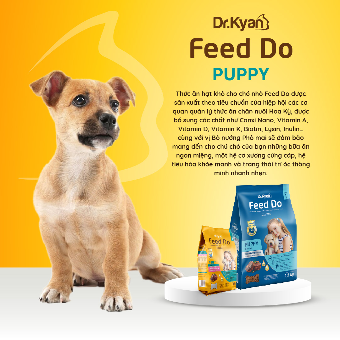 Dr.Kyan - Thức ăn hạt cho chó nhỏ Feed Do - Puppy 1,5 kg - Vị bò nướng pho mai