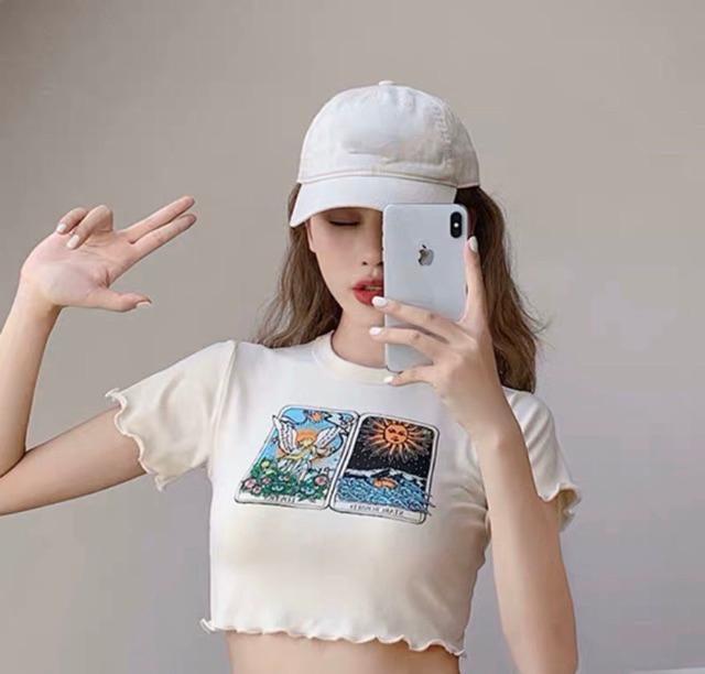 Áo croptop hình siêu xinh chất thun borip