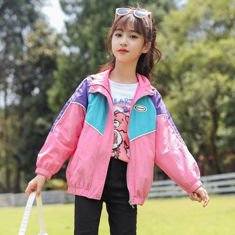 AK64 Size120-170 Áo khoác gió bé gái-chất gió đẹp mịn Thời trang trẻ Em hàng quảng châu