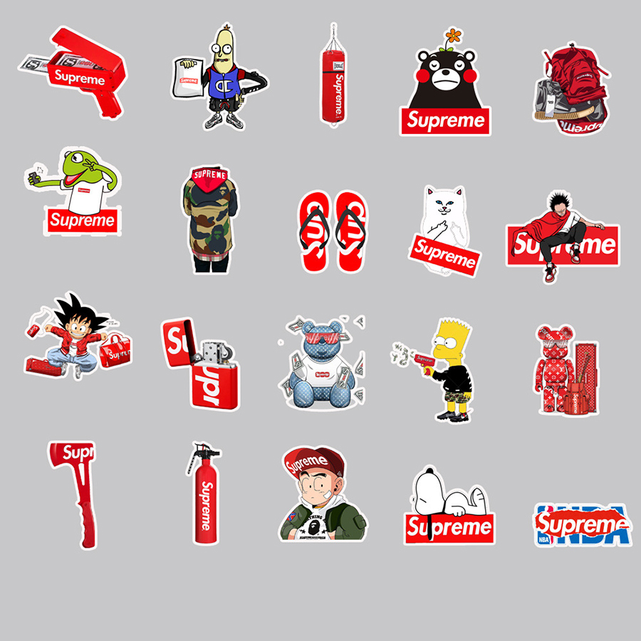 Bộ 50 Miếng Dán Sticker Supreme Hoạt Hình