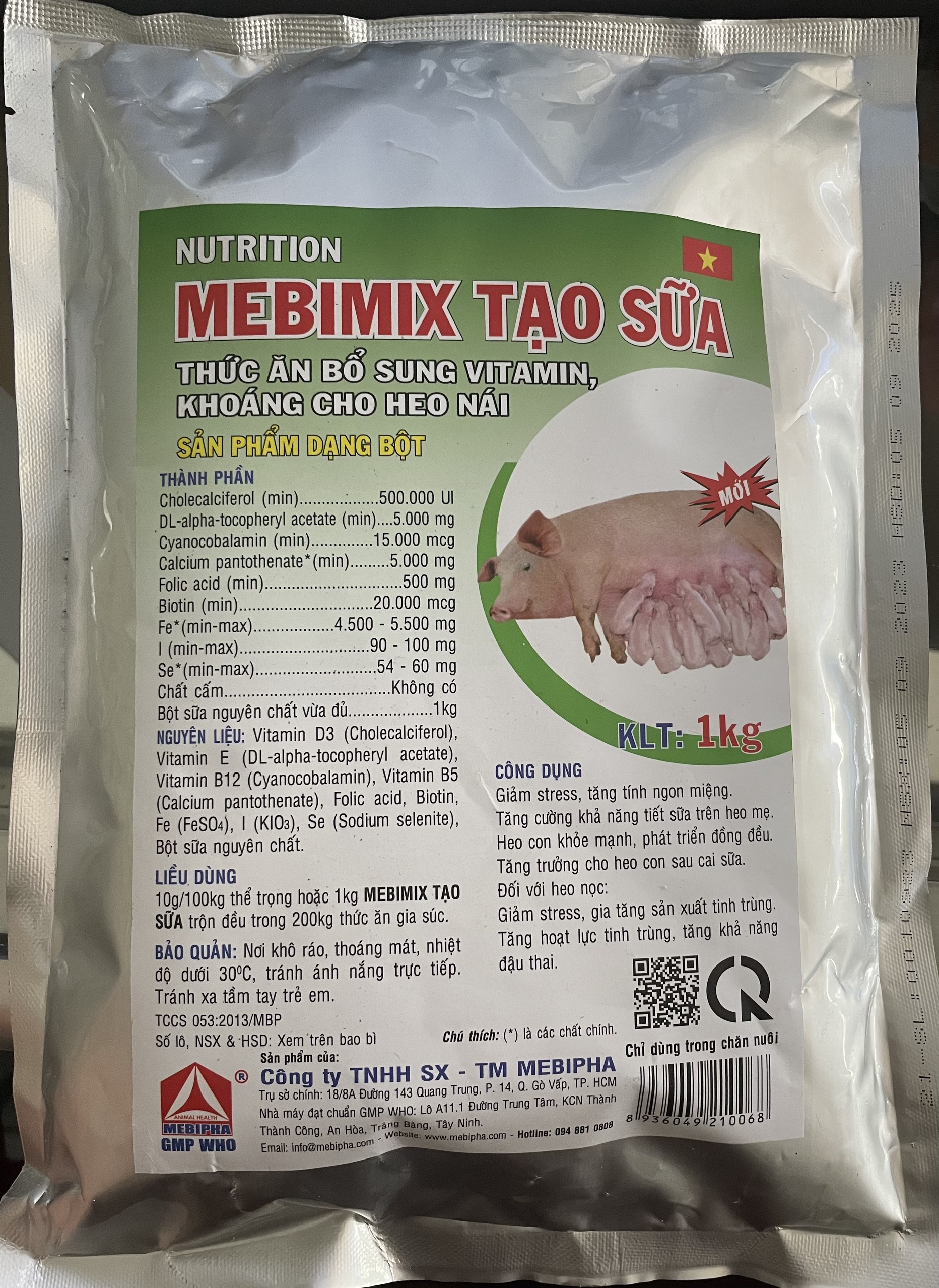 MEBIMIX TẠO SỮA 1KG - THỨC ĂN BỔ SUNG VITAMIN, KHOÁNG CHO HEO NÁI