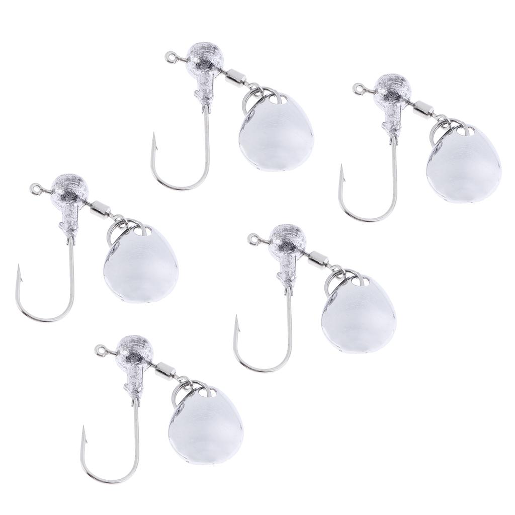 5x Fishing Ball Jig Heads Spinner Jigs Single Hook for Bass Fishing
