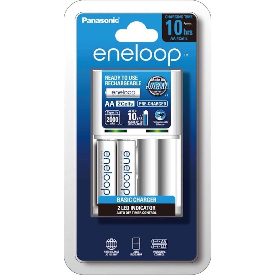 Sạc Tiêu Chuẩn Panasonic Eneloop Trong 10 Giờ K-KJ51MCC20V + Tặng 2 Viên Pin Sạc Standard 2000mah (Trắng) - Hàng Chính Hãng