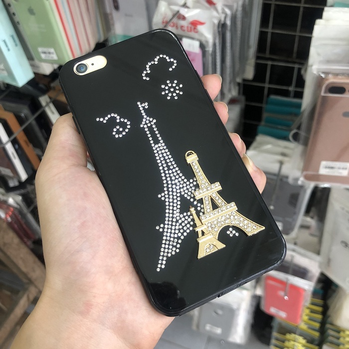Ốp lưng viền silicon chống sốc đính đá dành cho iPhone 8