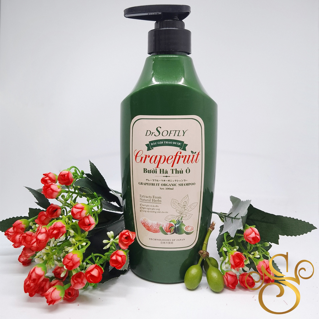 Dầu gội thảo dược Bưởi Hà Thủ Ô DrSoftly - Grapefruit Organic Shampoo 500ml (sạch gàu, giảm xơ rối và gãy rụng)