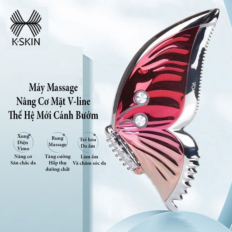 Máy Massage Nâng Cơ Mặt V line K-SKIN Thế Hệ Mới Cánh Bướm, Giúp Trẻ Hóa Da Mặt, Giúp Giảm Nếp Nhăn Trên Mặt Nâng Cơ Mặt 3D - Hàng Cao Cấp Chính Hãng - Trắng Tinh Tế