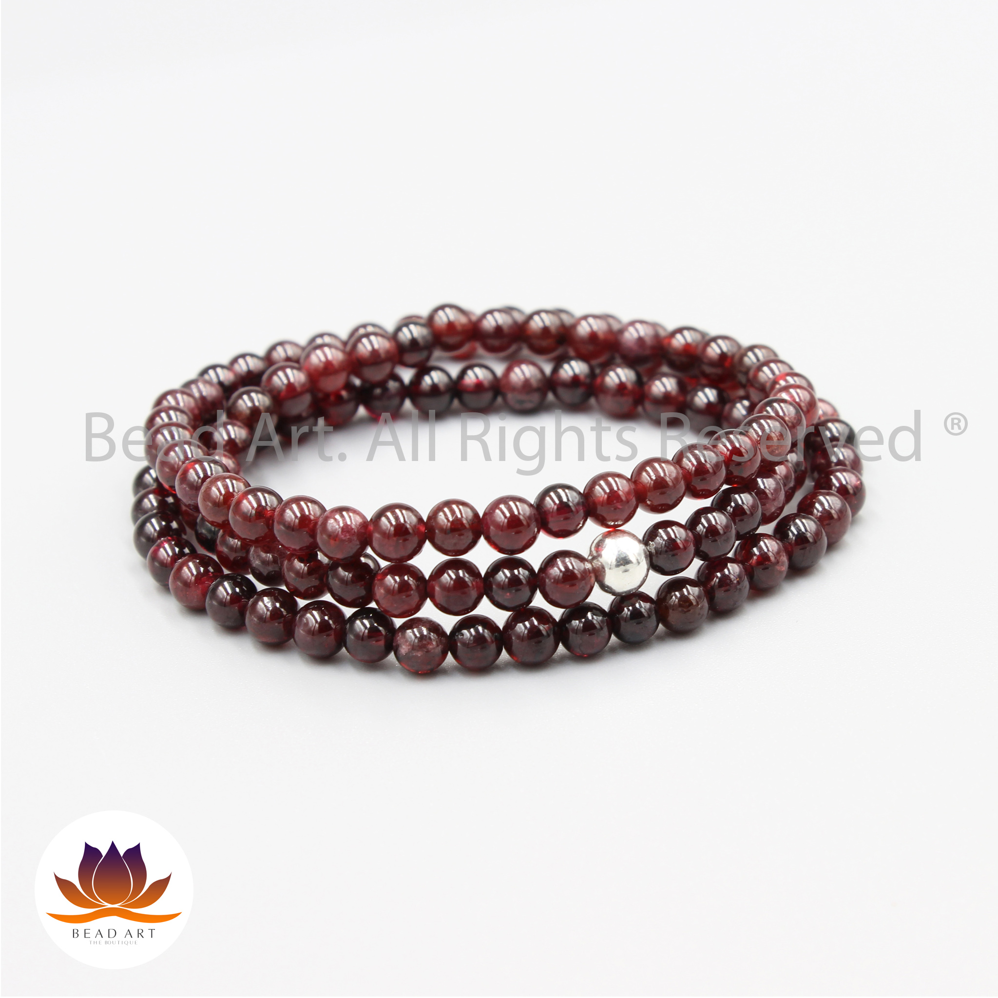 Chuỗi Vòng Tay 108 Hạt Đá Garnet, Hồng Ngọc Lựu Tự Nhiên 3.6-4MM, Vòng Tay Phong Thuỷ, Trang Sức, Chuỗi Hạt, Mệnh Hoả, Thổ - Bead Art