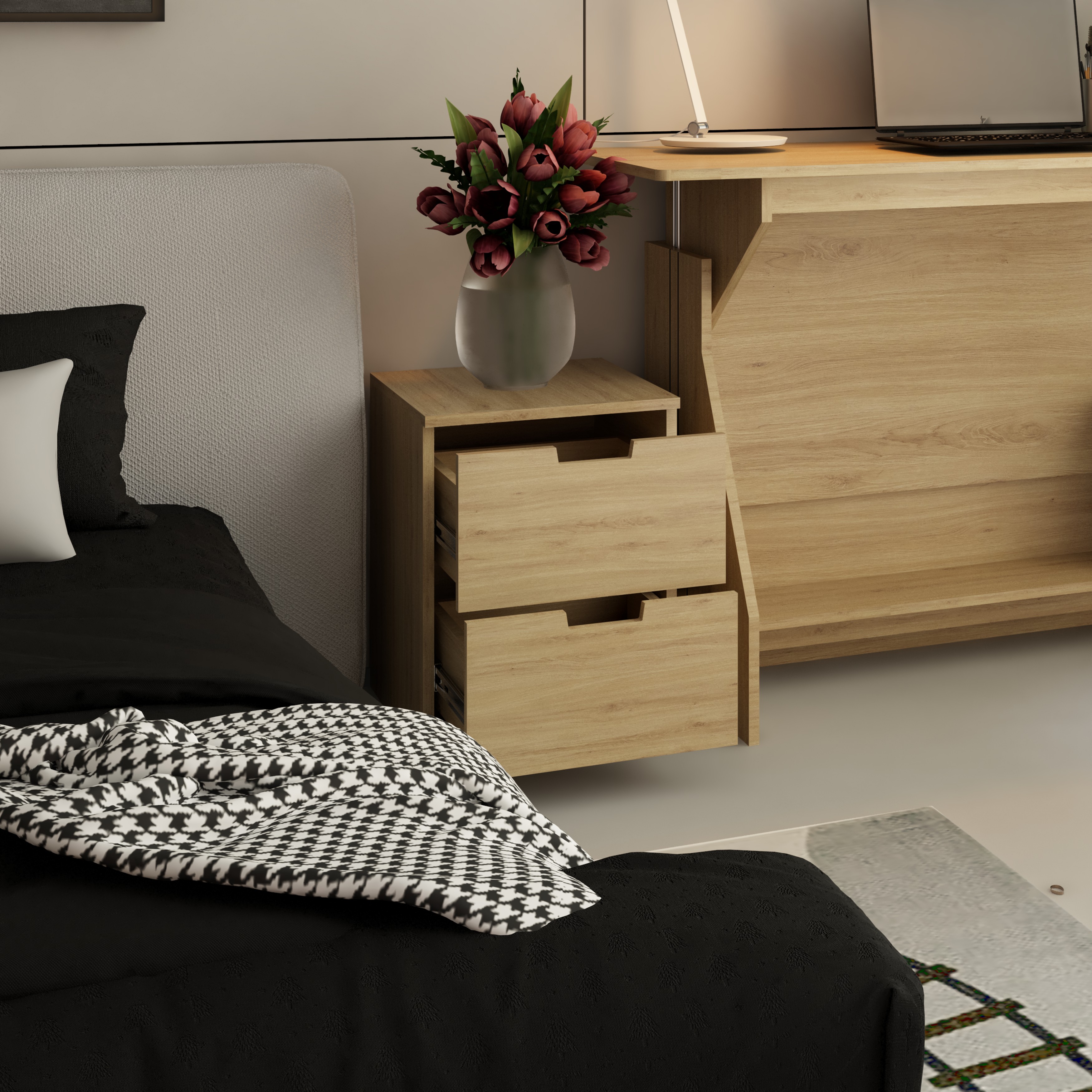 [Happy Home Furniture] SCANDINA, Táp đầu giường 2 ngăn kéo, 40cm x 46cm x 53cm ( DxRxC), THK_096