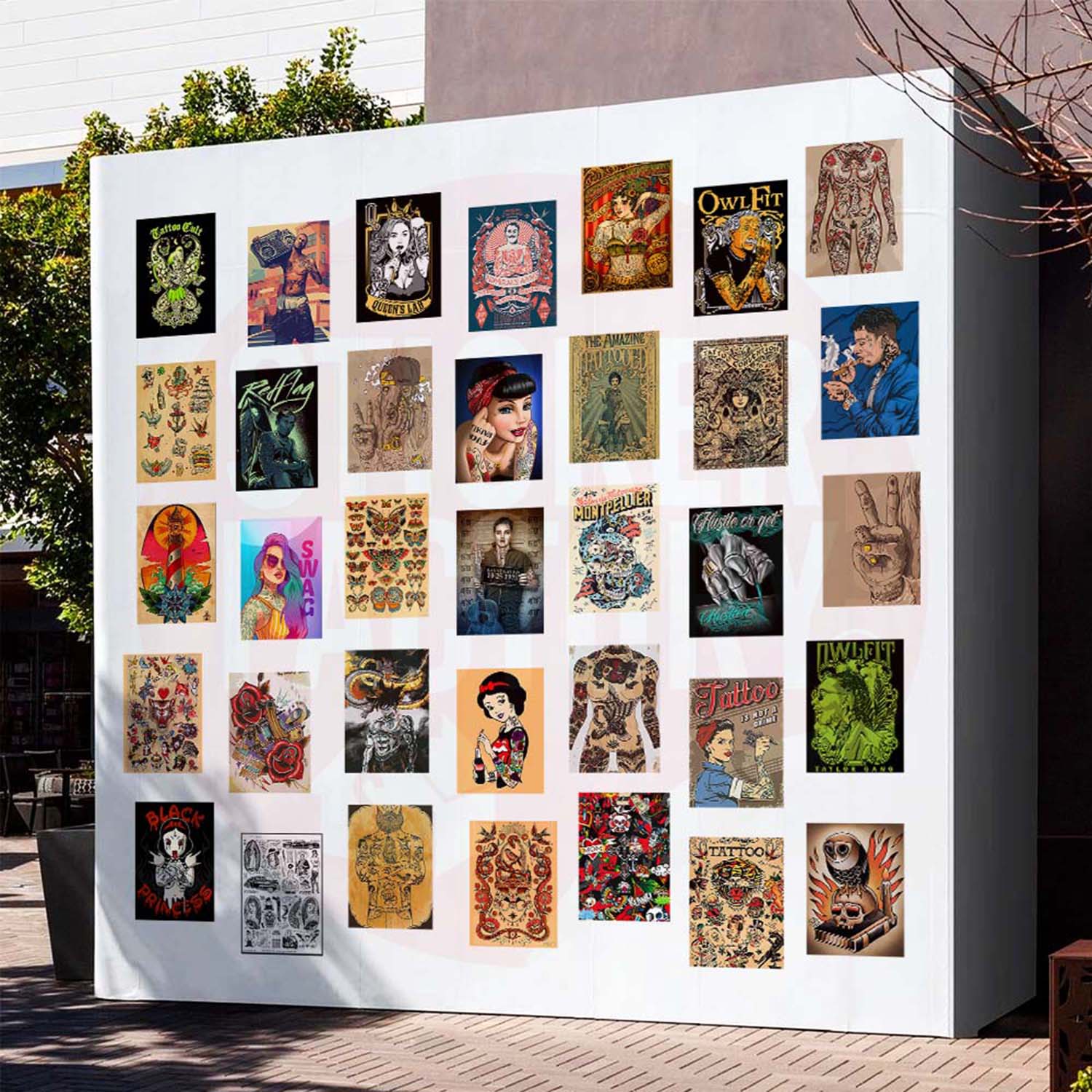 TATTOO - Set 50 Poster A4 dán tường trang trí decor quán nhà cửa - STICKER FACTORY