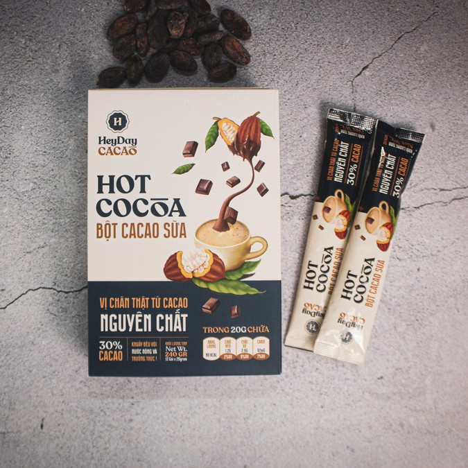 Bột Cacao Sữa Heyday - Combo 2 Gói tiện lợi 20g - Đậm vị chân thật từ cacao nguyên chất