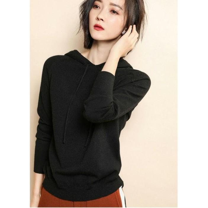 Áo hoodie len nữ, áo hoodie thu đông, chất len mềm dày dặn, phong cách trẻ, hàng nhập Quảng Châu