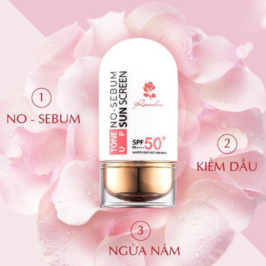 Kem chống nắng nâng tone kiềm dầu Beauskin Rose Dew Tone Up No-Sebum Sunscreen Hàn Quốc - 55ml