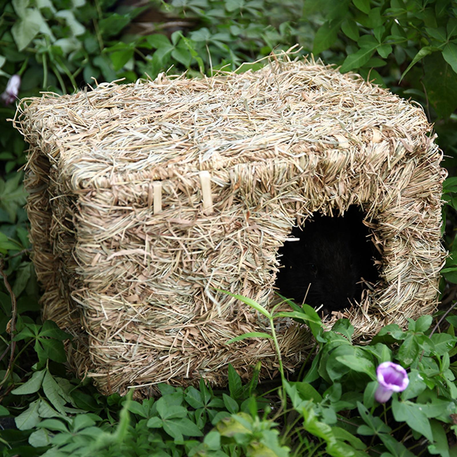 Hand Woven Small Animals Cage Nest Chewing Foldable Nesting Hideaway Sleeping Mat Nest Bed for Chinchilla Small Animals Squirrel Bunny Sleep