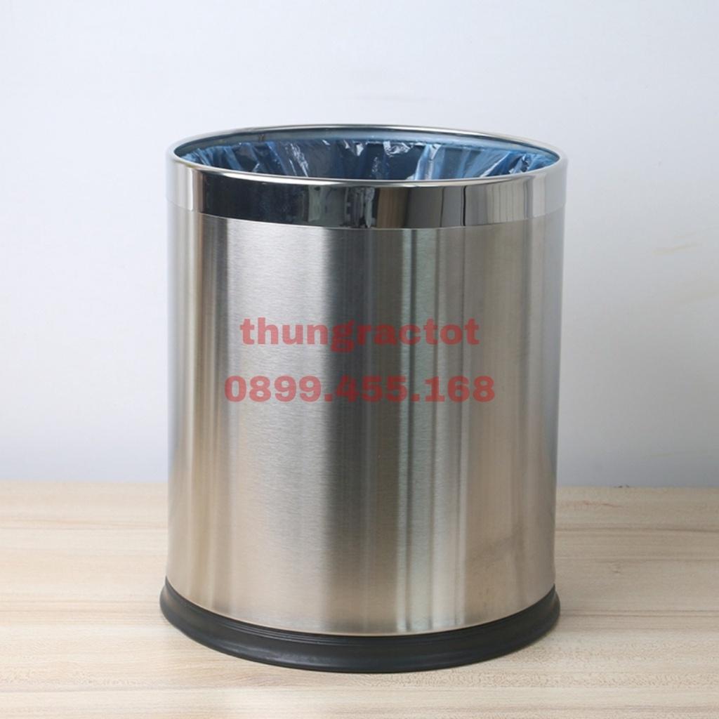 Thùng rác inox 2 lớp, thùng rác inox tròn