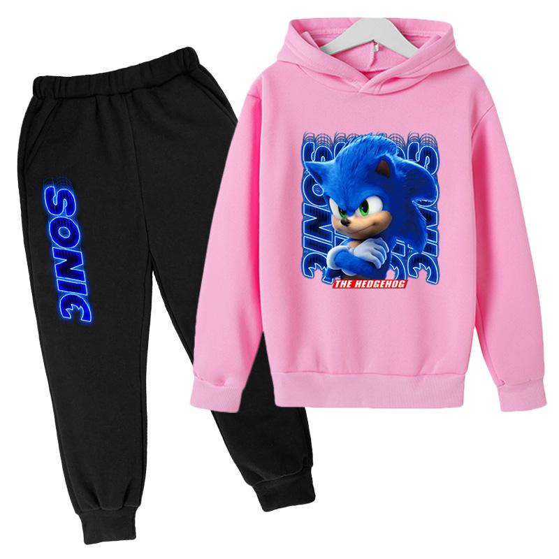 Trẻ Em Áo Hoodie Bộ Cotton Sonic Chui Đầu Phù Hợp Với Trẻ Em Áo 2 Miếng Mát Game Tay Dài Quần Áo Cho Bé Trai Bé Gái trẻ Em